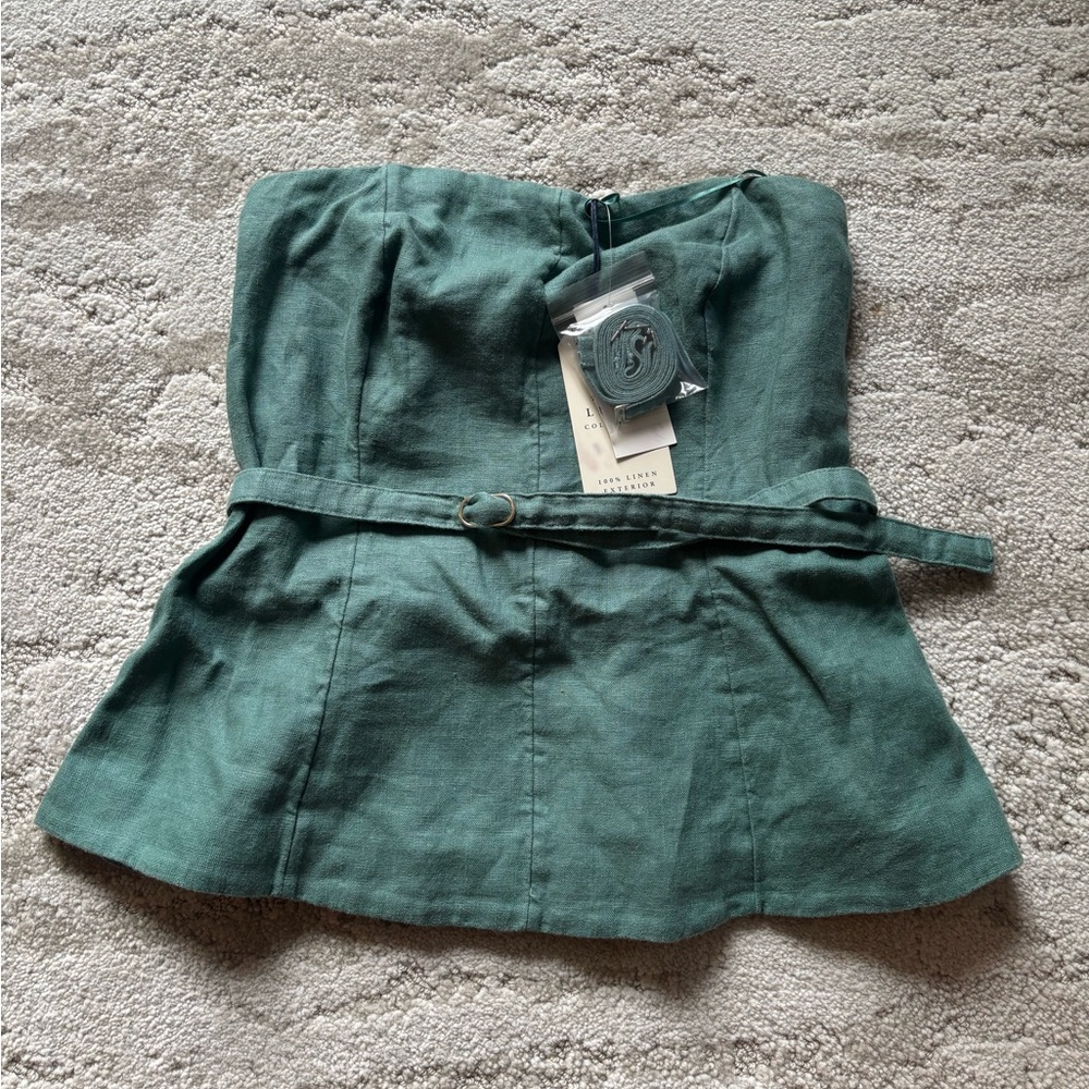 Abercrombie Strapless Green Linen-Blend Set